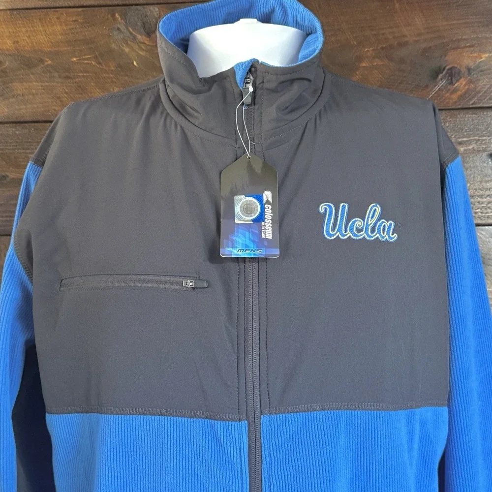 Men's Colosseum UCLA‎ Bruins Blue & Gray Mesa Corded Polar Full Zip Fleece Large